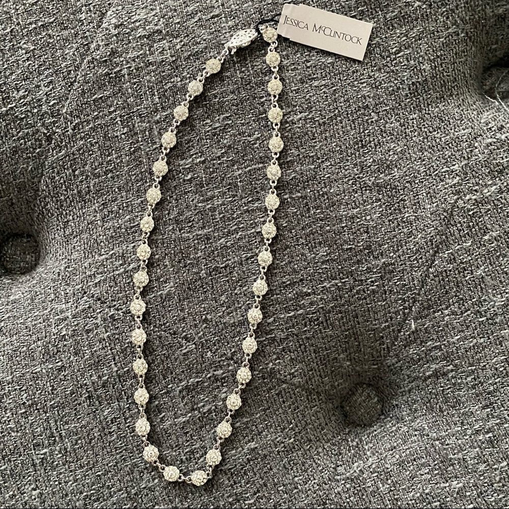 Jessica McClintock collection silver crystal necklace - 16 inches. Wedding jewel